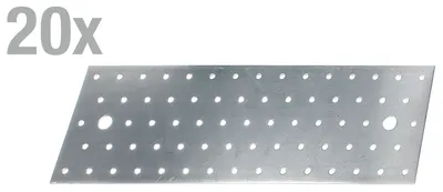 Immagine prodotto di Alberts 820435 Piastra perforata, zincata sendzimir, 300 x 100 x 2 mm, set da 20