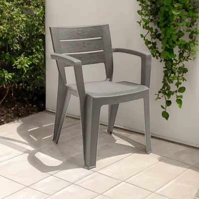 Produktbild von Dmora Outdoor-Stuhl Oberon Grau, stapelbar