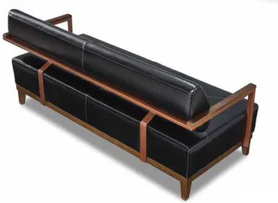 Immagine prodotto di Divano in pelle Divano a 3 posti Design nero Panca moderna per sala d'attesa Ufficio