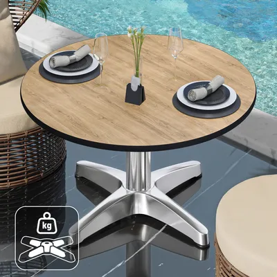 Produktbild von CPBL | Compact Loungetisch | Ø:H 70 x 42 cm | Eiche / Aluminium | Zusatzgewicht | Bistro Loungetisch Gastro Tisch