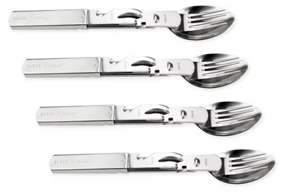 Produktbild von Black Snake Campingbesteck Edelstahl Essbesteck Set mit Dosenöffner - 4 Personen
