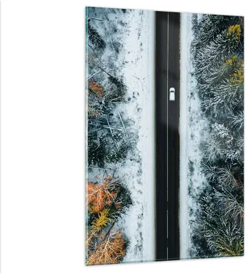 Produktbild von Bilder auf glas - Einteilig - Wald Weg Schnee - 80x120cm - Glasbilder - Wandbilder - Bilder - zum Aufhängen bereit - Wanddekoration aus Glas - Glas Bilder - Wandbild auf Glas - GPA80x120-4654