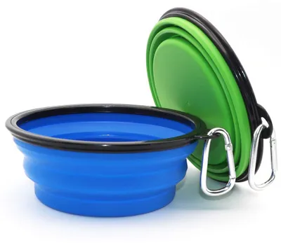 Produktbild von SLson 2-teiliges Hundenapf faltbar Silikon 1000ml blau und grün