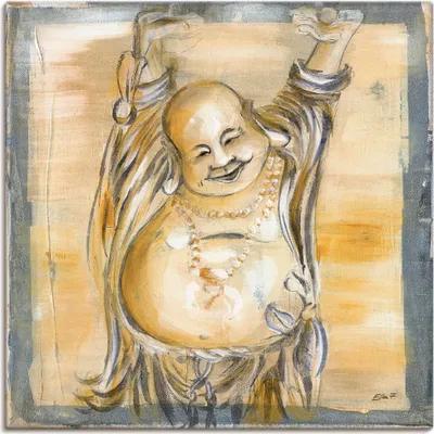 Produktbild von ARTland Leinwandbild Fröhlicher Buddha II Größe: 70x70 cm