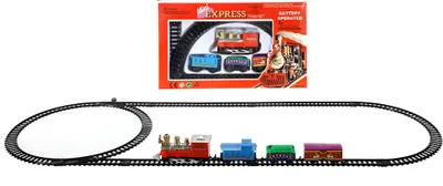 Produktbild von Mini Deko Zug 78 cm - 11-teilig - fahrender Weihnachtszug mit Lokomotive, Waggons und Schienen