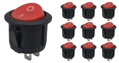 Produktbild von ProRide Wippschalter ON/OFF KCD2-202, 2-polig, Ø 20 mm, rot, 10 Stück
