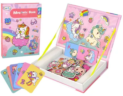 Produktbild von IMPORT LEANTOYS Magnetisches Puzzle Buch Einhörner Puzzles Karten
