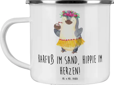 Produktbild von Mr. & Mrs. Panda Kaffeepott Sommer Hippie - Weiß - Geschenk, Summer Feelings, Haferl, Teetasse, becher emaille, Sommergefühle, Pott, Motivtasse, Sommerprodukte, Natur