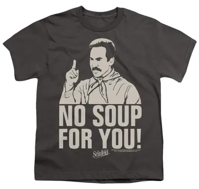 Obrázok produktu pre Tričko s motívom seriálu Seinfeld – "No Soup For You" (Žiadna polievka pre vás), model TV38670 (veľkosť 140-146), farba: čierna