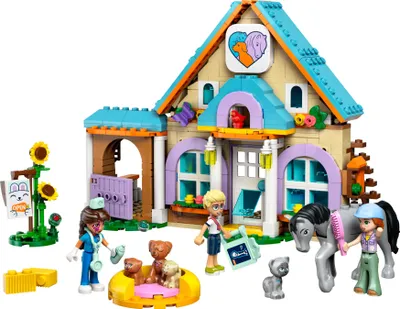 Produktbild von LEGO Friends Tierarztpraxis für Pferde und Haustiere, Bau- und Spielset für fantasievolle Rollenspiele mit 3 Minifiguren und 5 Tierfiguren, Geschenkidee für Mädchen ab 7 Jahren 42651