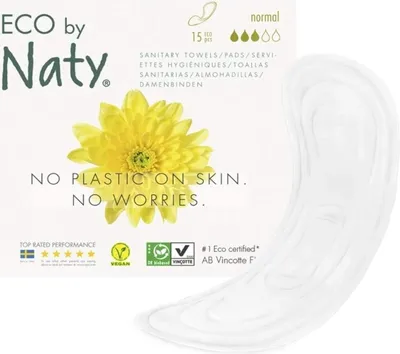 Image de Eco by Naty, serviettes hygiéniques, normales, 15 pièces