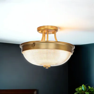 Immagine prodotto di Plafoniera E27 ottone vetro metallo art nouveau