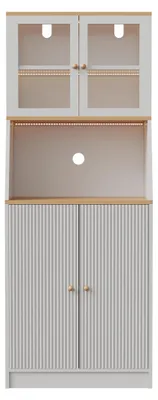Produktbild von Küchenschrank - Buffetschrank/Sideboard - Arbeitsplatte - Schublade - LED-Beleuchtung - Steckdose - Glastür - Weiß