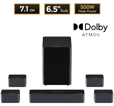 Produktbild von Soundbar – Heimkino-Lautsprecher – Surround-Sound-System – Drahtloser Subwoofer – 7.1-Kanal – 500 Watt Leistung