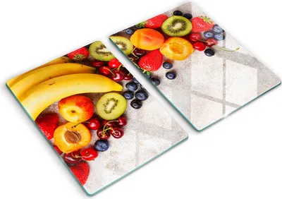 Produktbild von Glasschneideplatte - Herdabdeckplatte - 2x40x52 cm -Schneidebrett - Spritzschutz - Urlaubsfrucht