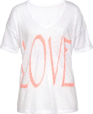Produktbild von VIVANCE V-Shirt weiß-neonorange Größe 44/46