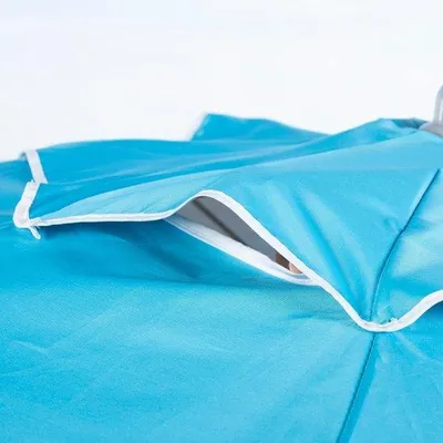 Obrázek produktu pro Modrý skládací plážový slunečník odolný proti větru, Ø 200 cm, se stříbrným povrchem, UV50