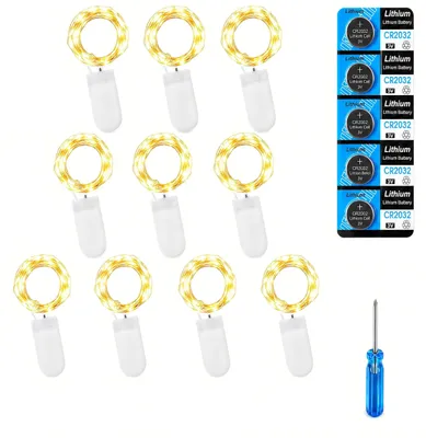 Mini-LED-Lichterkette, 2 m, 20 LEDs, warmweiß, Kupferdraht, batteriebetrieben