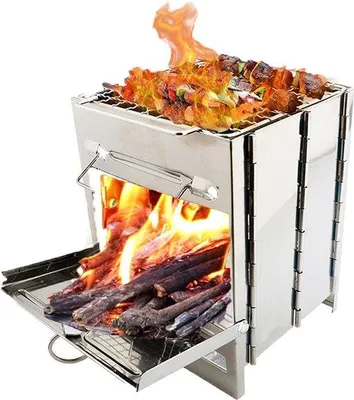 Produktbild von Famanu Grill Draagbare Holzofen - Faltbar, Edelstahl, für Camping und BBQ