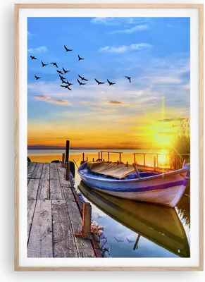 Produktbild von Gerahmtes Poster - Rahmen in heller Eiche - See Boot Wasser - 70x100 cm - Wand Bild - Wanddeko - Wandbilder - Wandposter - Bilderrahmen - Bilder - Kunstdruck - Wandbild - P2NPA70x100-3983