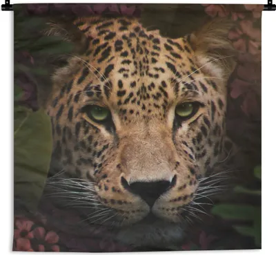 Produktbild von MuchoWow® Wandteppich Wandbehang Tiere - Panther - Dschungel 150x150 cm Tapisserie Dekoration Wandtuch - Wohnaccessoires - Modernes