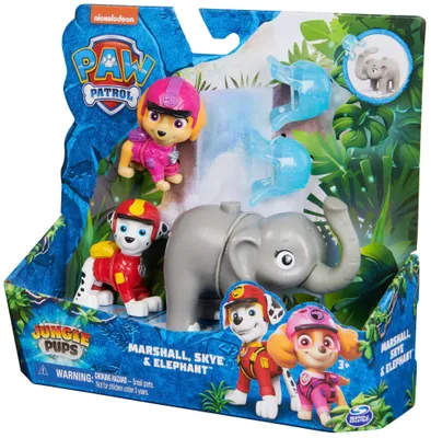 Produktbild von PAW Patrol Jungle Pups – Hero Pups Figuren-Set mit 2 Hundefiguren (Marshall & Skye) und einer Elefanten-Figur mit Wurffunktion, 3 Jahr(e), Paw Patrol, Mehrfarbig