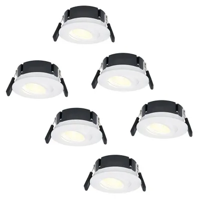 Image de HOFTRONIC - Spots LED encastrables Napels 8W 570lm 2700K IP65 Blanc 6 pièces