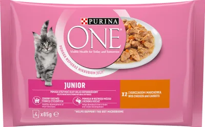 Produktbild von Purina One Junior Kitten Food mit Huhn und Karotten 340 G (4 X 85 G)