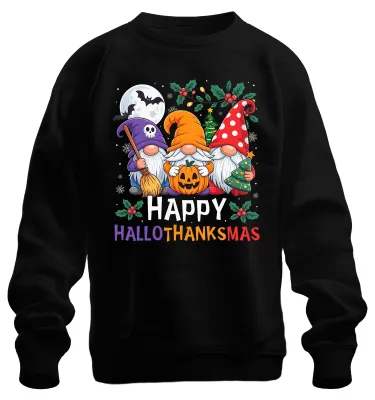 Zdjęcie produktu dla Gnome Happy HalloThanksMas Halloween Pumpkin Christmas Gift Uni Bluza rozpinana, czarny, XL