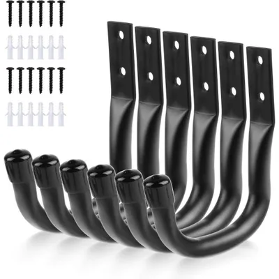 Image de Lot de 6 crochets muraux pour garage, crochets de garage pour charges lourdes, crochets de rangement, supports pour outils