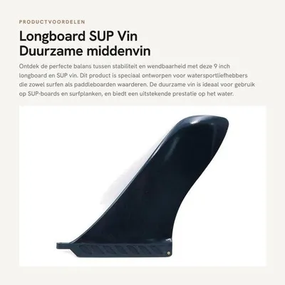 Productafbeelding van SPHProducts - Longboard SUP vin - Duurzame middenvin - 9 inch - Zwart - Geschikt voor surfplanken en paddleboards