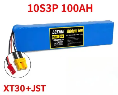 Produktbild von Li-Ion Akkupack 36V 100Ah - 10S3P 18650 - Integriertes BMS - Für E-Bike & E-Scooter - Bis 1000 W - XT30 JST