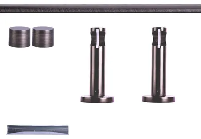 Produktbild von Gardinenstange Set, 1-läufig, ⌀ 19 mm, 200 cm, anthrazit + Wand, Kappe Komplettset mit Halterungen & Endstücke, Vorhangstange in Silber, Rot-Bronze & Anthrazit, 120–400cm, Eisen, Aluminum Victoria M.