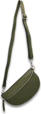 Produktbild von Bauchtasche Damen Echtleder Umhängetasche mit Ledergurt, Khaki