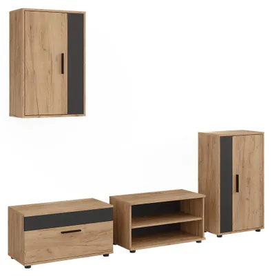 Immagine prodotto di Parete attrezzata soggiorno Vicco Berno Rovere dorato/Antracite Set da 4 pezzi, Model 59207