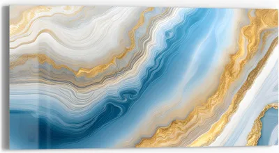 Produktbild von DEQORI Glasbild Echtglas 60x30 cm 'Goldene Meeresströmung' Wandbild Bild modern Deko