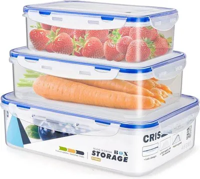 Obrázek produktu pro Sada tří vzduchotěsných dóz Unyqoos® (2,75 l, 1,8 l, 1,1 l) – bez BPA, průhledné, s 4 uzavíratelnými víčky "Close & Safe", vhodné do myčky, mikrovlnné trouby a mrazáku