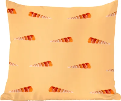 Produktbild von MuchoWow® Zierkissen Sofakissen Wohnzimmer Dekokissen 60x60 cm Muscheln - Muster - Orange - Sitzfläche - Foto Polster