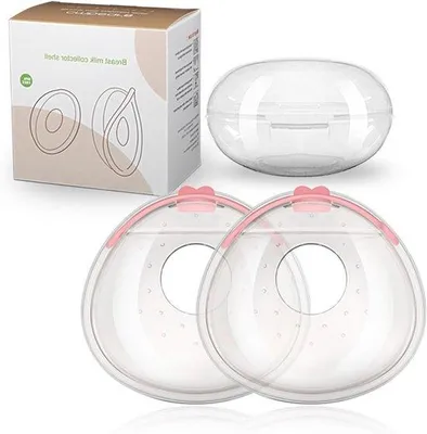 Productafbeelding van Siliconen Borstvoeding Melkverzamelaar Set, 2 Stuks Antilek Nippel Shells en Opslagzak voor Moeders, Ideaal voor Colostrum en Melkopslag (70ml)