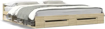 Produktbild von Design Bettgestell mit Schubladen Sonoma-Eiche 180x200cm Holzwerkstoff, Klassische Betten 2024 Neu