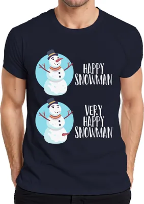 Produktbild von Very Happy Snowmann lustiger Schneemann - Weihnachten Weihnachtsgeschenk Christmas Herren T-Shirt, Navy, L