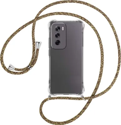 Produktbild von Handykette Backcover-Schutzhülle mit Band (Metall silberfarben) für OPPO Reno 12 5G - braun+beige