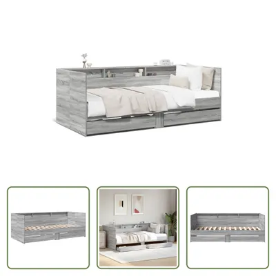 Produktbild von The Living Store Tagesbett mit Schubladen Grau Sonoma 90x190 cm Holzwerkstoff