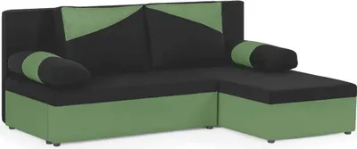 Produktbild von Ecksofa Polo mit Schlaffunktion - Schwarz/Grün