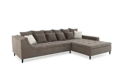 Produktbild von Ecksofa - 326 x 213 cm - Taupe - Cord - mit Kissen