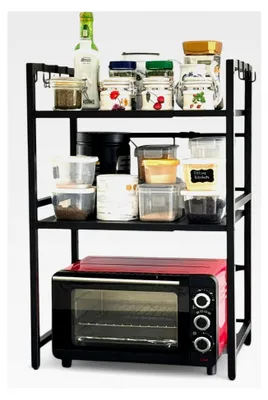 Produktbild von Verstellbares Küchenregal für die Arbeitsplatte, Schwarz, Stehend, 3-stufig, 40-64 cm