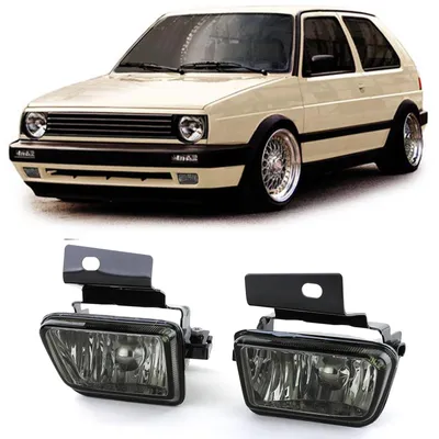 Image de Phares antibrouillard noirs, côté gauche/droit, pour Volkswagen Golf 2 / Jetta 2, de 1983 à 1992