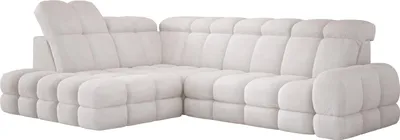 Produktbild von DomoHome Ecksofa Tollo Weiß Anthology-Stoff Linke Seite 302x217x105 cm, L-Form Sofa mit Schlaffunktion, Bettkasten 120x85x17 cm, Elektrisch Verstellbar