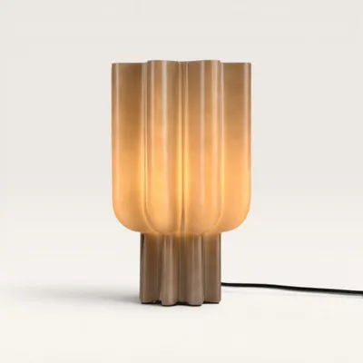 Image de LUSENZ - Lampe de table Gessari E27 25 W IP20 verre plissé design