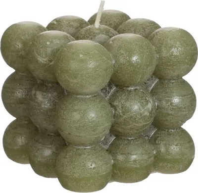 Produktbild von Bubble Kerze 8x8x8 cm, geruchlos, in vielen Farben wählbar | Wachs Kerze, Farbe:Moosgrün